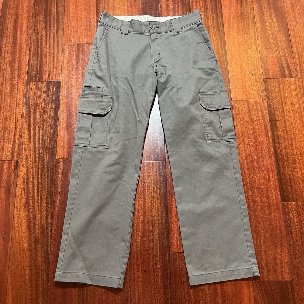 Dickies Pants Mens 31x29 Gray Cargo Flex Regular Straight Chino Workwear Casual